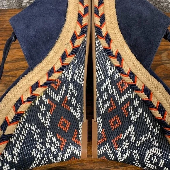 Cabi 6001 Isla Tassel Ankle Tie Espadrille Wedges Navy Blue Women's 8.5M - Picture 8 of 12